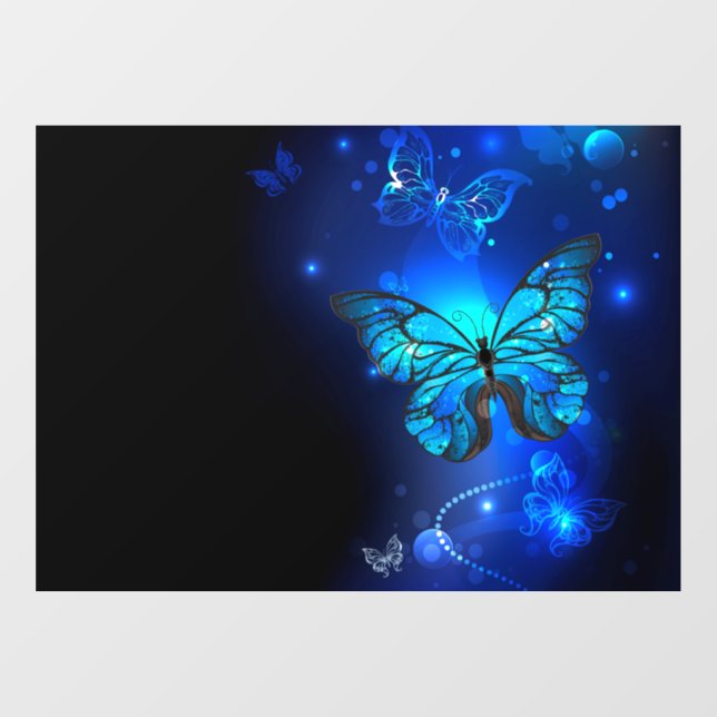 Morpho Butterfly in the Dark Background Fensteraufkleber (Blatt)