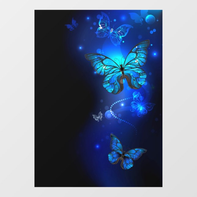 Morpho Butterfly in the Dark Background Fensteraufkleber (Blatt)