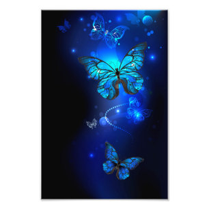 Morpho Butterfly in the Dark Background Fotodruck
