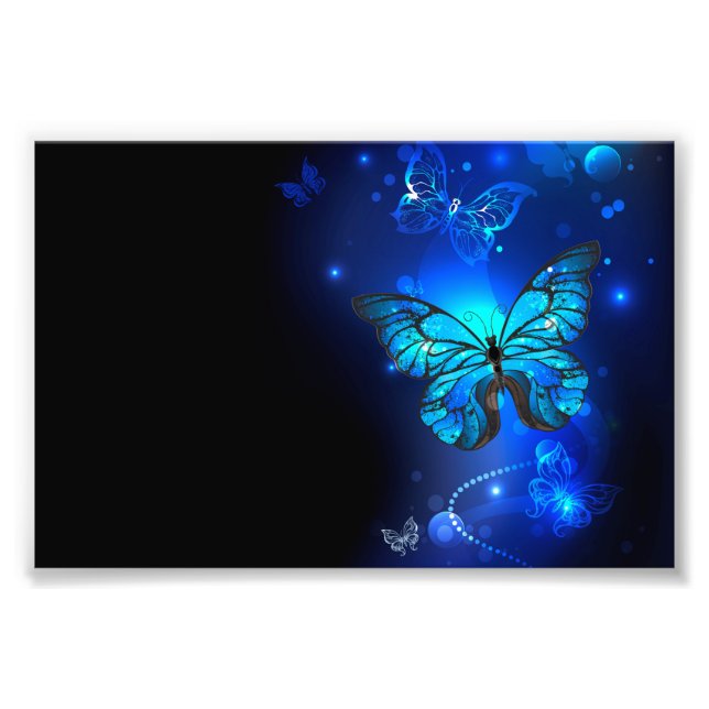 Morpho Butterfly in the Dark Background Fotodruck (Vorne)