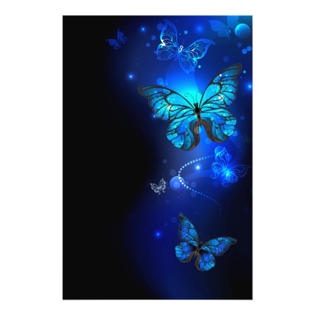 Morpho Butterfly in the Dark Background Fotodruck (Vorne)