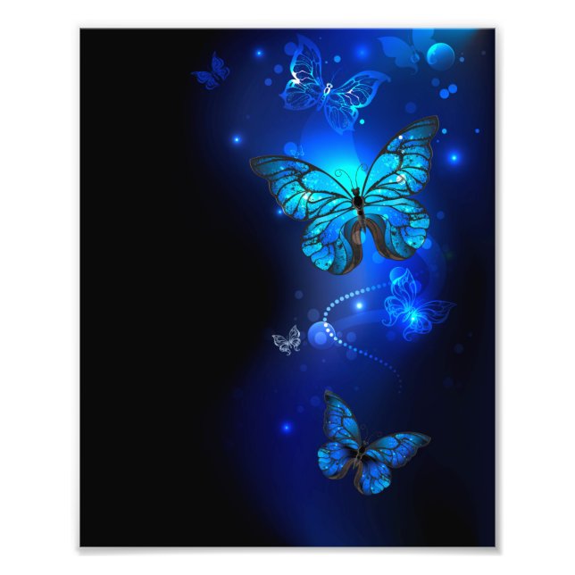 Morpho Butterfly in the Dark Background Fotodruck (Vorne)