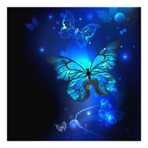 Morpho Butterfly in the Dark Background Fotodruck