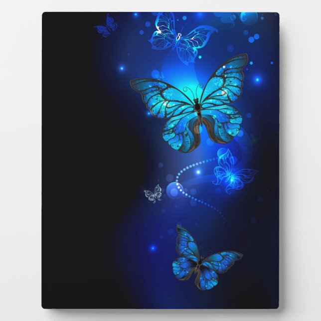 Morpho Butterfly in the Dark Background Fotoplatte (Vorderseite)