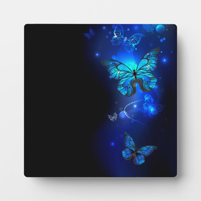 Morpho Butterfly in the Dark Background Fotoplatte (Vorderseite)