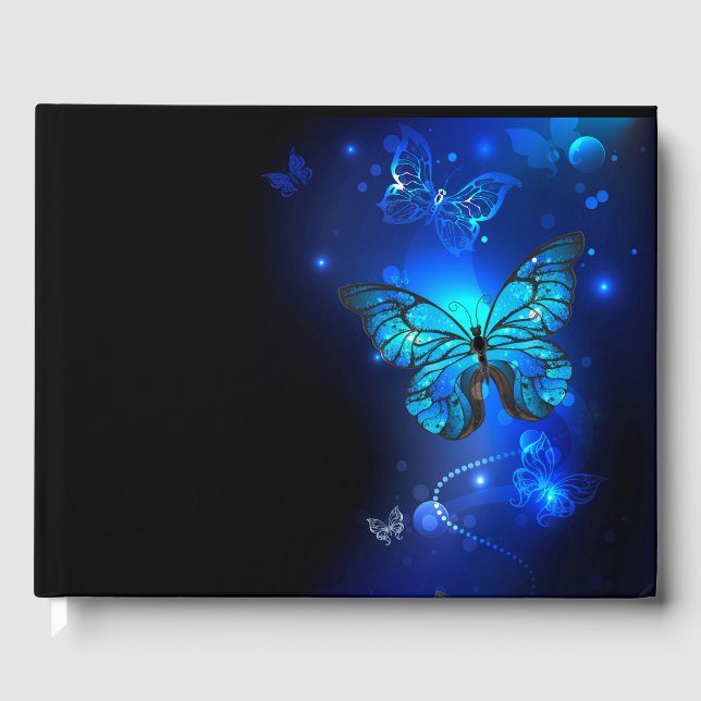 Morpho Butterfly in the Dark Background Gästebuch (Vorderseite)