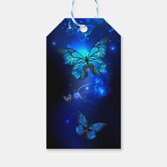 Morpho Butterfly in the Dark Background Geschenkanhänger (Vorderseite)