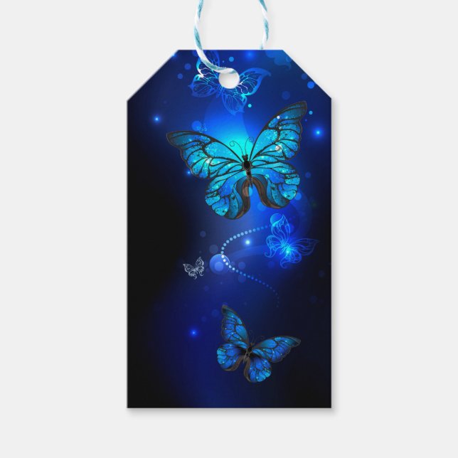 Morpho Butterfly in the Dark Background Geschenkanhänger (Vorderseite)