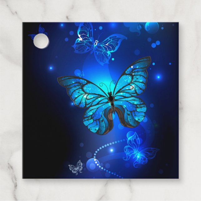 Morpho Butterfly in the Dark Background Geschenkanhänger (Vorderseite)