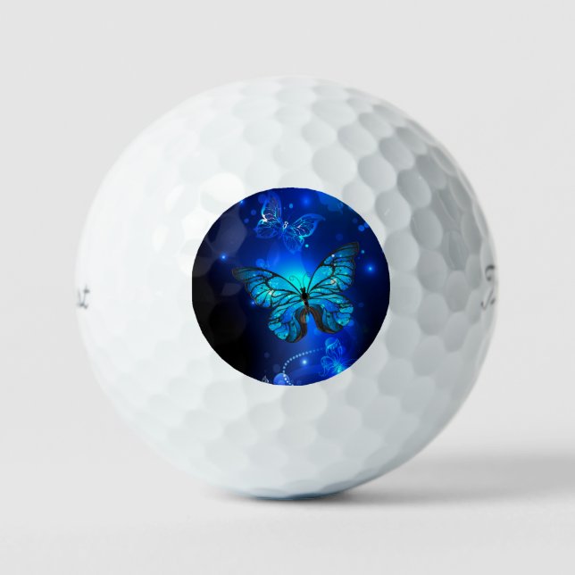 Morpho Butterfly in the Dark Background Golfball (Vorderseite)