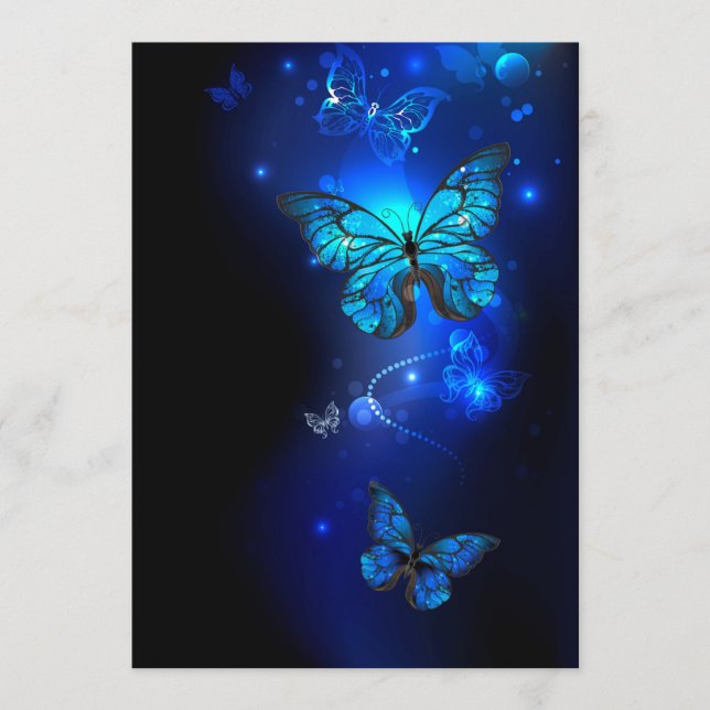 Morpho Butterfly in the Dark Background Hinweiskarte (Vorderseite)