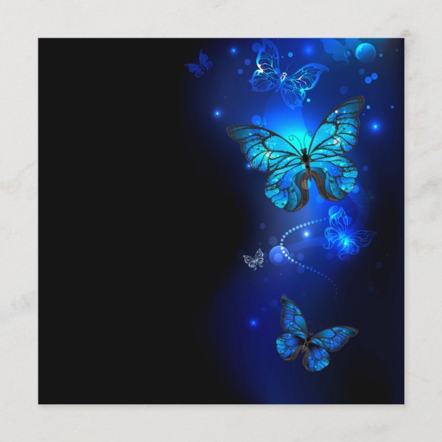 Morpho Butterfly in the Dark Background Hinweiskarte (Vorderseite)