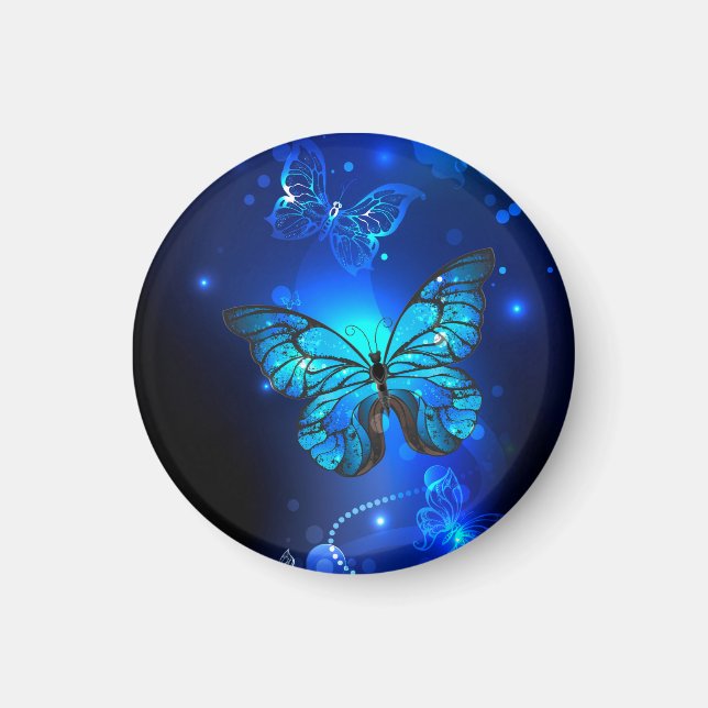 Morpho Butterfly in the Dark Background Magnet (Vorne)
