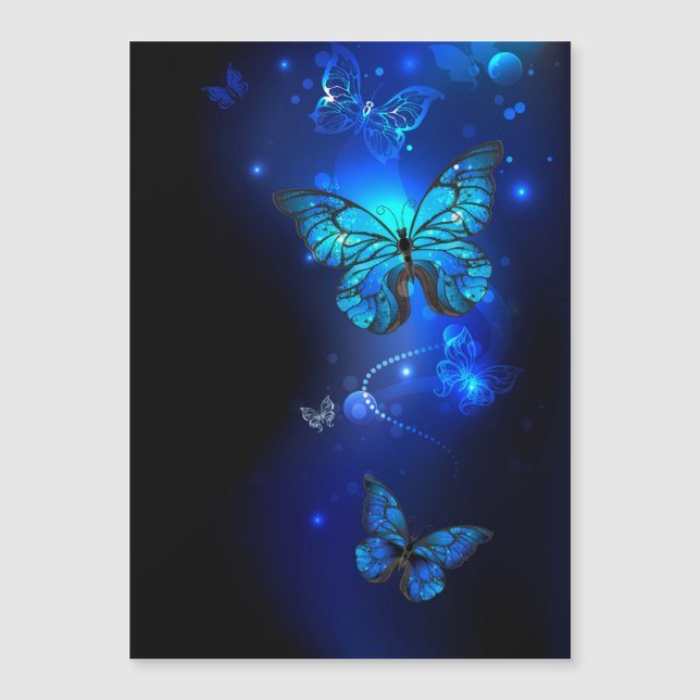 Morpho Butterfly in the Dark Background Magneteinladung (Vorderseite)