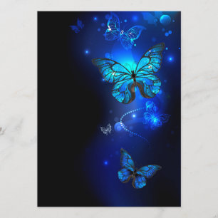 Morpho Butterfly in the Dark Background Menükarte