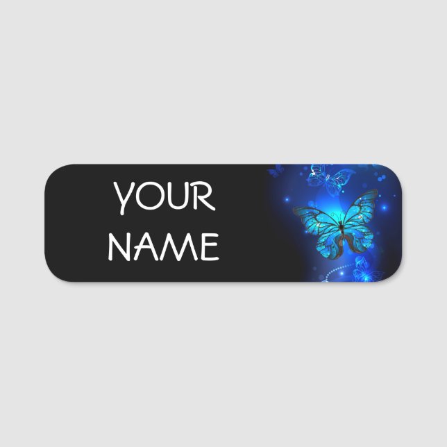 Morpho Butterfly in the Dark Background Namensschild (Vorderseite)