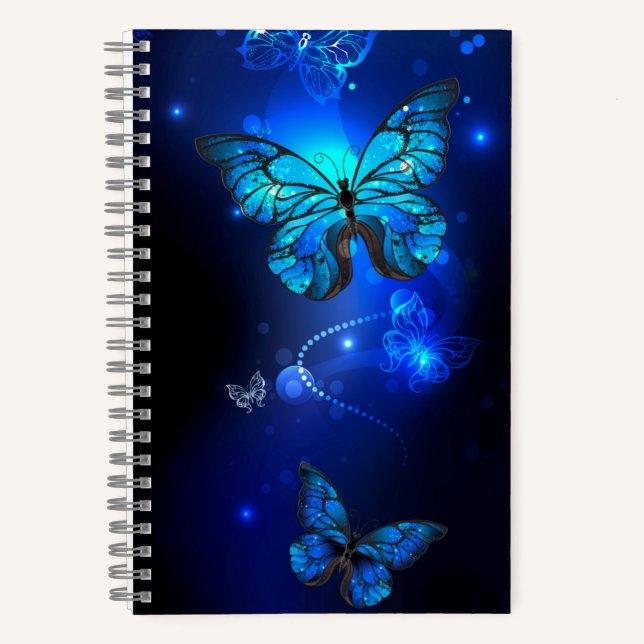 Morpho Butterfly in the Dark Background Notizbuch (Vorderseite)