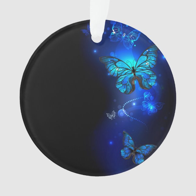 Morpho Butterfly in the Dark Background Ornament (Vorderseite)