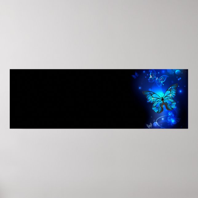 Morpho Butterfly in the Dark Background Poster (Vorne)