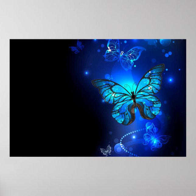 Morpho Butterfly in the Dark Background Poster (Vorne)