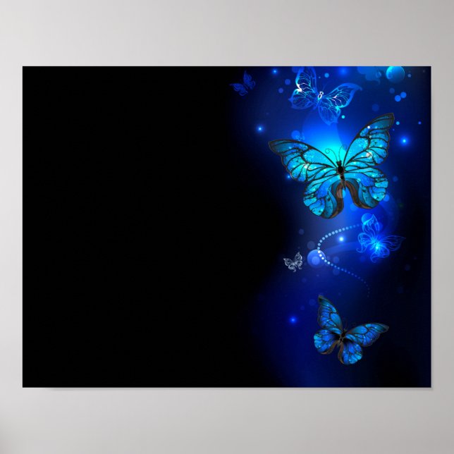 Morpho Butterfly in the Dark Background Poster (Vorne)