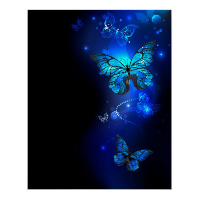 Morpho Butterfly in the Dark Background Poster (Vorderseite)