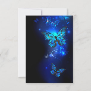 Morpho Butterfly in the Dark Background RSVP Karte