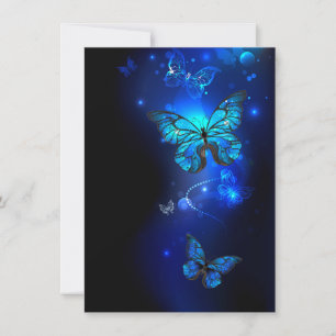 Morpho Butterfly in the Dark Background Save The Date