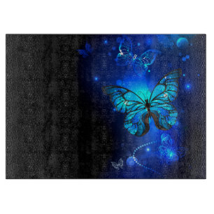 Morpho Butterfly in the Dark Background Schneidebrett