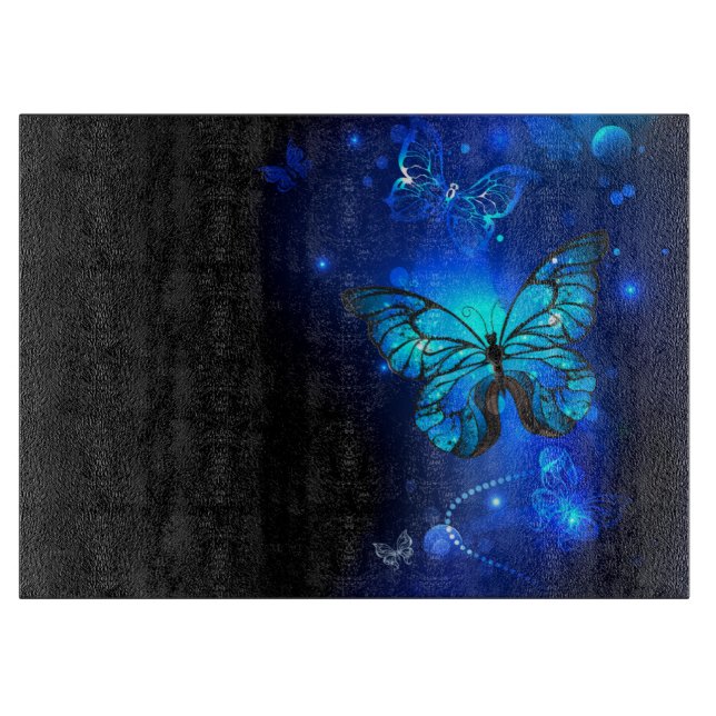 Morpho Butterfly in the Dark Background Schneidebrett (Vorderseite)
