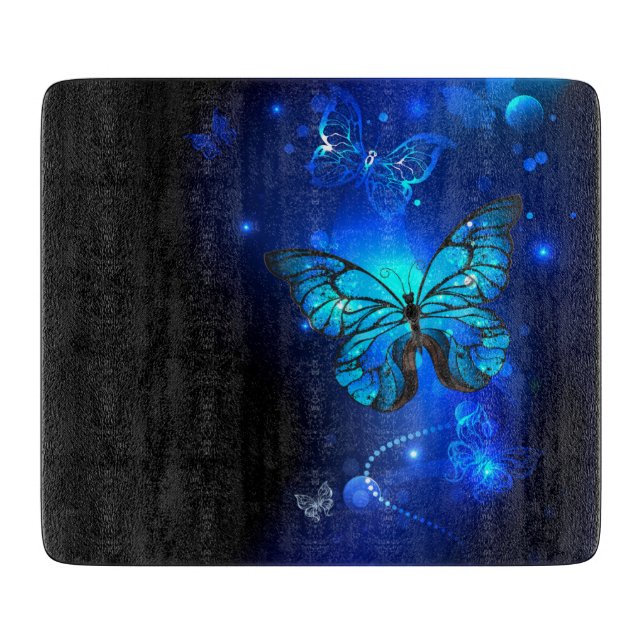 Morpho Butterfly in the Dark Background Schneidebrett (Vorderseite)