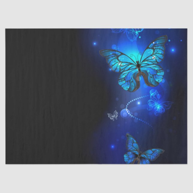 Morpho Butterfly in the Dark Background Seidenpapier (Vorderseite)