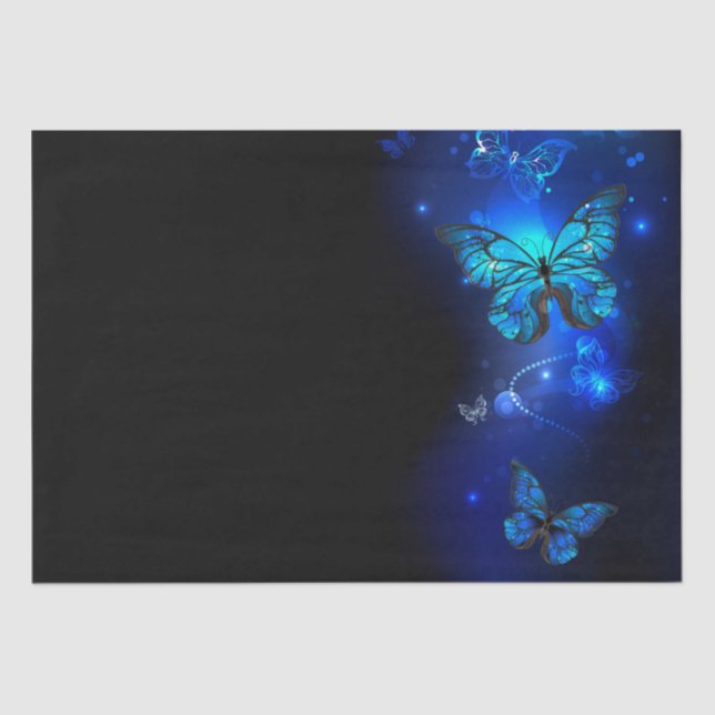 Morpho Butterfly in the Dark Background Seidenpapier (Vorderseite)