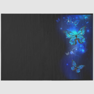 Morpho Butterfly in the Dark Background Seidenpapier