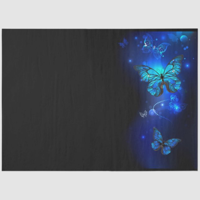 Morpho Butterfly in the Dark Background Seidenpapier (Vorderseite)