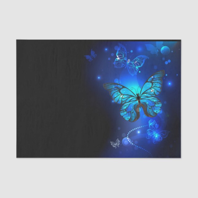 Morpho Butterfly in the Dark Background Seidenpapier (Vorderseite)