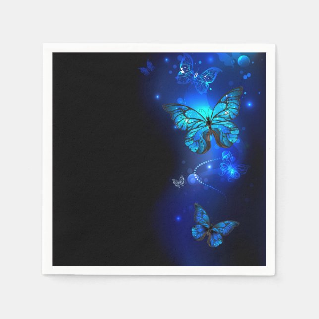 Morpho Butterfly in the Dark Background Serviette (Vorderseite)