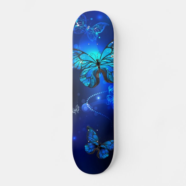 Morpho Butterfly in the Dark Background Skateboard (Vorderseite)