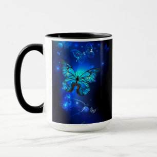 Morpho Butterfly in the Dark Background Tasse
