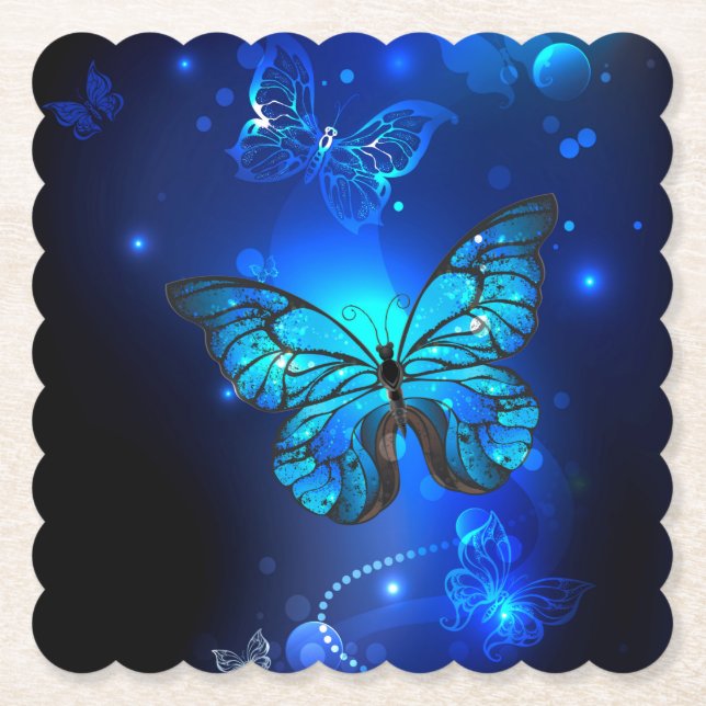 Morpho Butterfly in the Dark Background Untersetzer (Vorderseite)