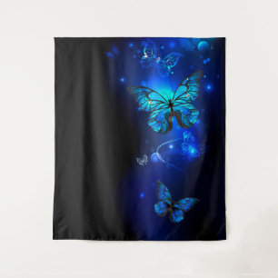 Morpho Butterfly in the Dark Background Wandteppich