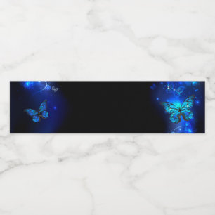 Morpho Butterfly in the Dark Background Wasserflaschenetikett