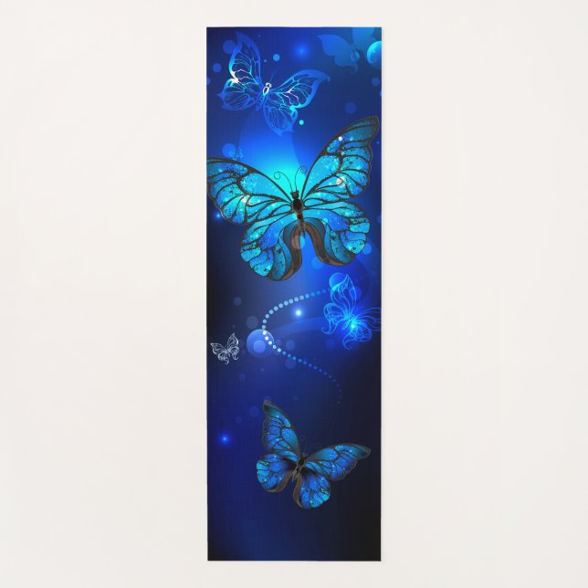 Morpho Butterfly in the Dark Background Yogamatte (Vorderseite)