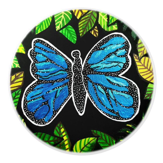 Morpho Butterfly Keramik Knob Keramikknauf (Vorderseite)