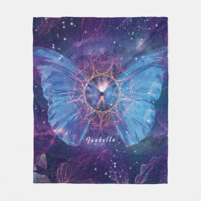 Morpho-Schmetterling / Galaxy Mandala Fleecedecke (Vorderseite)