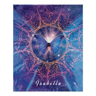 Morpho-Schmetterling / Galaxy Mandala Poster