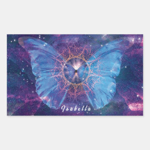 Morpho-Schmetterling / Galaxy Mandala Rechteckiger Aufkleber