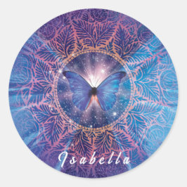 Morpho-Schmetterling / Galaxy Mandala Runder Aufkleber