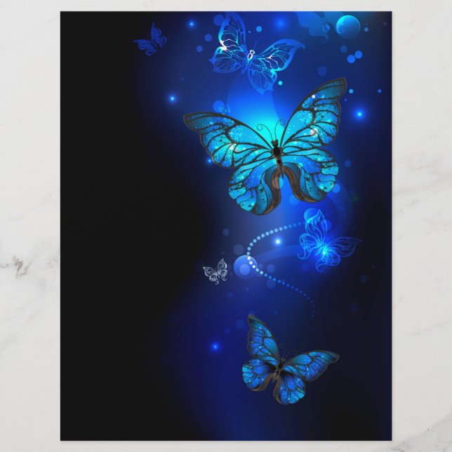 Morpho-Schmetterling im dunklen Hintergrund Flyer (Vorne)