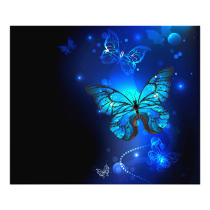 Morpho-Schmetterling im dunklen Hintergrund Fotodruck